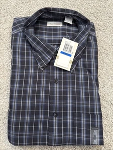 Van Heusen Men's XL 17-17 1/2 Blue Plaid Long Sleeve Button Down Shirt - Picture 1 of 8