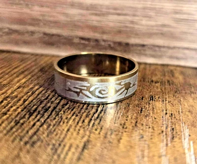Anillo Tribal Tono Dorado Titanio Banda Talla 11 Para Hombre Unisex Moda Joyería Foto 1 de 3