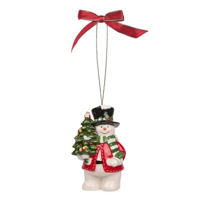 Spode Christmas Tree Snowman Ornament - Festive Holiday Hanging Decor Accent - Image 1 of 4