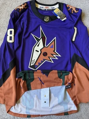 Camiseta deportiva de hockey retro inversa 1.0 Adidas Phil Kessel 50 púrpura nueva con etiquetas Arizona Coyotes Foto 1 de 3