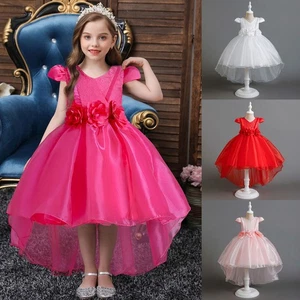 Muslim Kids Girls Tutu Long Dress Princess Chirstmas Wedding Pageant Bridesmaid - Picture 1 of 49