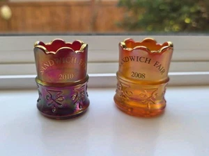 2008 & 2010 Sandwich Fair Zahnstocher Halter Illinois Fair Karneval Glas - Bild 1 von 6
