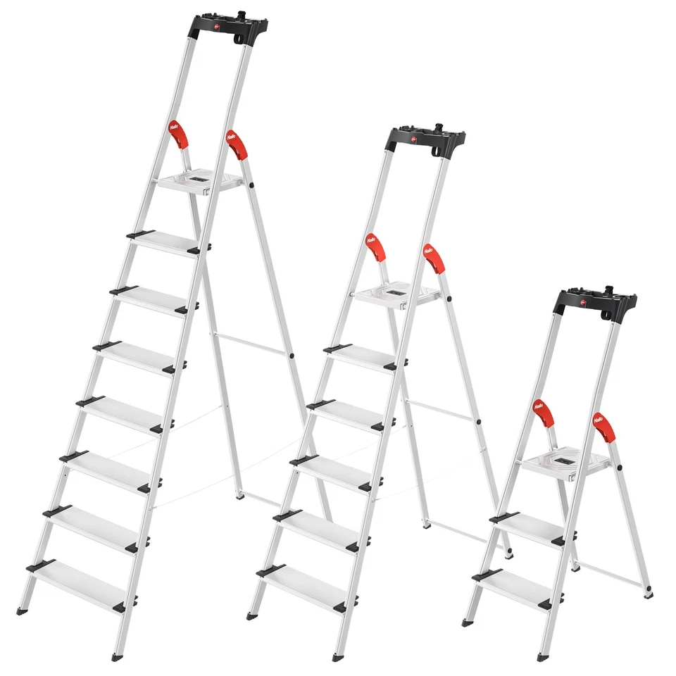 Hailo Alu-Sicherheits-Stehleiter L80 ComfortLine Standleiter Leiter Stufenleiter - Bild 1 von 1