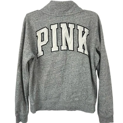 Rosa VS Mujer Manga Larga 1/4 Cremallera Salón Sudadera Gris Gimnasio Entrenamiento Talla Grande Foto 1 de 4