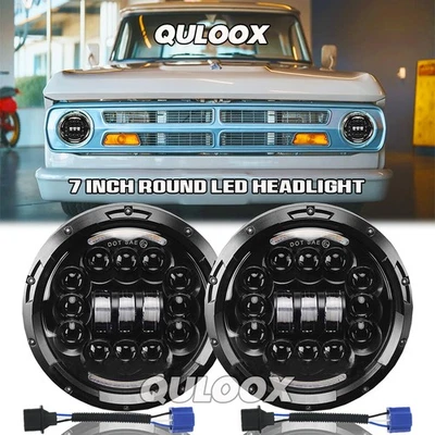 For Dodge D100 D200 D300 Pickup 7inch Round LED Headlight Hi/Lo Sealed Beam DRL Foto 1 de 4