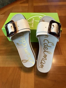 Sam Edelman 5 1/2 Cream Leather Sandals Slide Buckles Platform Quiet Luxury - Picture 1 of 5
