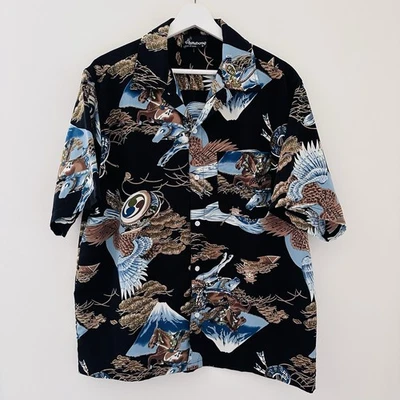 Billabong Men’s Vintage Japanese AOP Graphic Button Up Shirt - Oversize Medium  - image 1 of 4