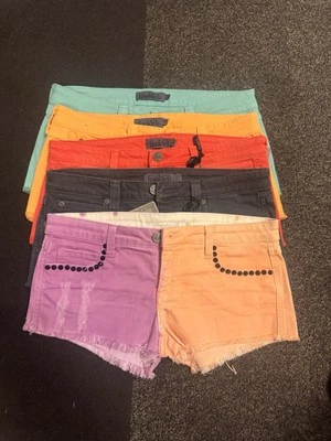 Lote 5 PARES! INCREÍBLES PANTALONES CORTOS DE MEZCLILLA ELÁSTICOS FRANKIE B LOW RISE talla 27 28 nuevos con etiquetas Foto 1 de 4