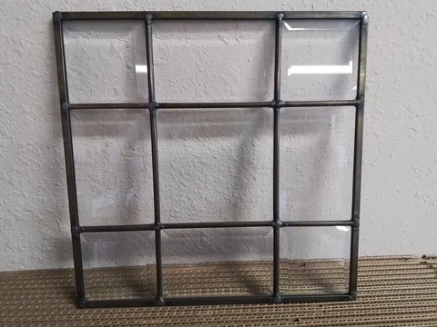 Leaded Beveled Glass Window Panel 10 3/4" Square vintage antique decorative Cover