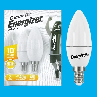 2x 5.2W (=40W) LED Candle 3000K SES Warm White Opal E14 Small Screw Light Bulb - Image 1 of 4