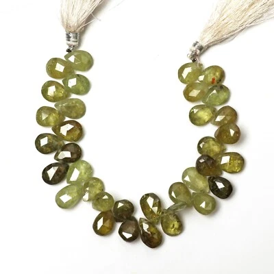 Grossular Garnet Gemstone Beads 8 Inch Strand 9X12-9X14 MM Faceted Pear Beads - Image 1 of 4