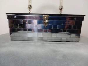 Vtg 1950S Goldstrom 5th Ave. Silver Metal Basket Weave Box Purse Lucite Handle - Picture 1 of 21
