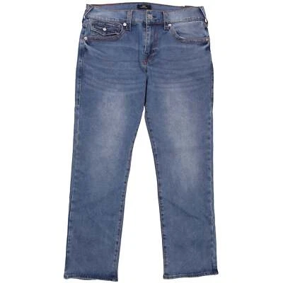 Pantalones de mezclilla True Religion Ricky Big T con solapa relajados calce recto para hombre (34, lavado polvoriento) Foto 1 de 4