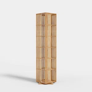 Rotating Bookshelf Tower 360 Display Bookshelf Bamboo Bookshelf Floor Wood - Picture 1 of 9