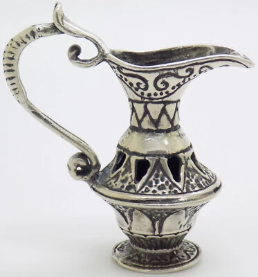 Винтажный итальянский ручной работы подлинный серебряный эликсир бутылка графин миниатюрный кукольный домик - Изображение 1 из 4