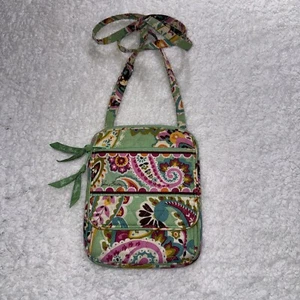 Vera Bradley Tutti Frutti Crossbody Green and Pink Paisley - Picture 1 of 10