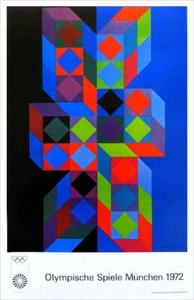 Póster Victor Vasarely Juegos Olímpicos 1972 Munich Op Art 1978 16 x 11 - Imagen 1 de 1