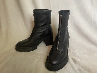 ZARA talla 39/8 Calcetín Plano Botines Cremallera Frontal Botines Combate Grueso Plataforma  Foto 1 de 3