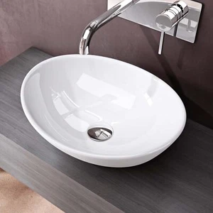 Waschbecken Oval Aufsatzwaschbecken Weiß Waschschale aus Keramik Handwaschbecken - Bild 1 von 16