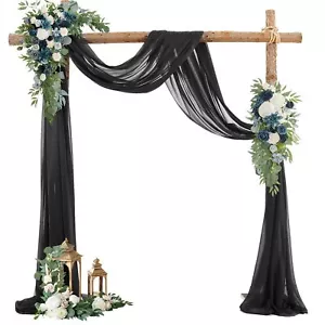 Wedding Arch Draping Fabric 19FT 1 Panel Black Wedding Arch Drapery Sheer Cur... - Picture 1 of 6