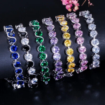 Beauty Purple Cubic Zirconia Stone Round Cut Tennis Bracelet for Lady Costume - Изображение 1 из 4