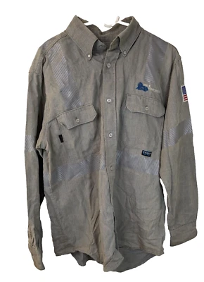 National Safety Apparel, Men's, LS, Flame Resistant Shirt, Grey, Size L - Image 1 of 4