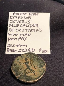 Ancient Rome Severus Alexander AD 222-235 Large AE sestertius Rev. Pax - Picture 1 of 6