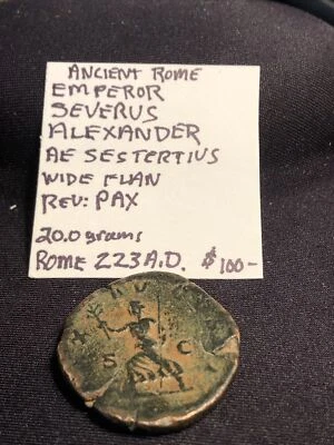 Antigua Roma Severo Alejandro AD 222-235 Grande AE Sestercio Rev. Pax Foto 1 de 4