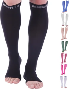 Open Toe Compression Socks, 20-30 Mmhg, Toeless, Support Circulation, Shin Splin - Picture 1 of 12