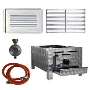 Edelstahl Gasgrill 1 flammig mit Rost Partygrill Gastrobräter 34 x 27 x 53 cm - Bild 1 von 8