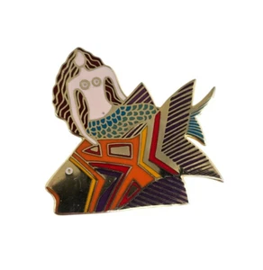 - Spilla spilla sirena vintage Laurel Burch 'Sea Goddess' tono oro e smalto NOS - Foto 1 di 7