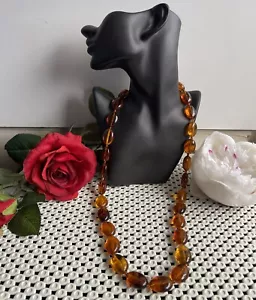 32” Amber Coloured Bead Necklet Necklace - Picture 1 of 8