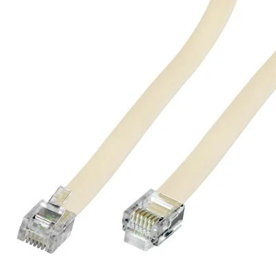 7 FT feet RJ11 6P6C Modular Telephone Extension Cable Phone Cord Line Wire Beige - Image 1 of 4