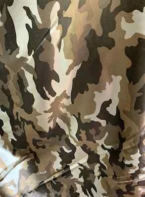 3 Yards - Brown Camouflage Camo - Faux Silk Polyester Charmeuse Satin Fabric - Image 1 of 3