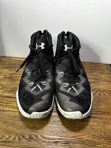 Under Armour Men's High Top Sneakers Baseball Size 8.5 Shoes Black 1301667-001 - Picture 1 of 16
