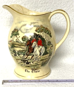 VINTAGE CROWN DEVON MUSICAL PITCHER,THE CHASE,JOHN PEEL,FOX HUNT,ENGLAND,GILT!!! - Picture 1 of 8