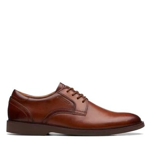 Clarks Mens Malwood Lace Brown Leather Casual Oxford Shoes - Picture 1 of 5