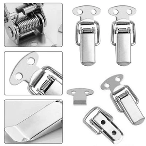 2pcs Stainless Steel Cabinet Boxes Spring Loaded Latch Catch Toggle Clamp Hasps - Picture 1 of 16