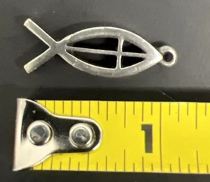 Sterling Silver .925 Christian Fish Ichthys Pendant Charm Jewelry, 1” Long 5g - Picture 1 of 6