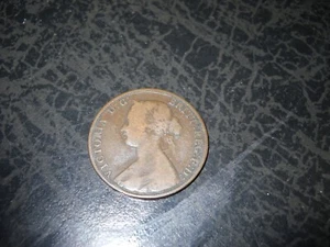 1863 GREAT BRITAIN ,VICTORIA (1/2) HALF PENNY, BRONZE COIN - KM# 748.2 - Picture 1 of 2