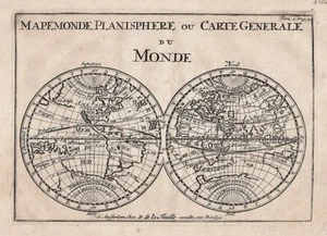Antique map, De la Feuille, Mapemonde Planisphere ou Carte Generale du Monde - Picture 1 of 1