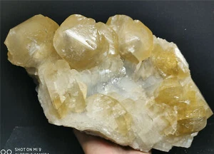 17.88lb Natural yellow Calcite Quartz Crystal cluster mineral specimen / China - Picture 1 of 12