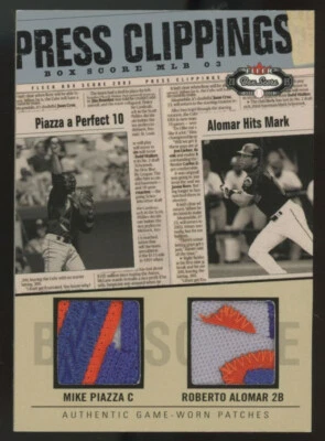 2003 Fleer Box Score Piazza Alomar Press Clippings Dual Patch /150 #MP/RA-PCD - Image 1 of 2