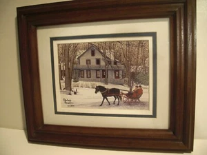 DOUBLE SIGNED & Numbered (61/500) Print Thelma Winter “Blue Cottage” 1992 Framed - Picture 1 of 9