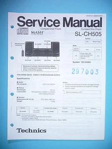 Manuel De Service Pour Technics SL-CH505, ORIGINAL - Picture 1 of 1