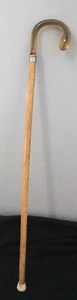 VINTAGE LUCITE HANDLED WALKING WOOD CANE RUBBER STOPPER 32" - Picture 1 of 3