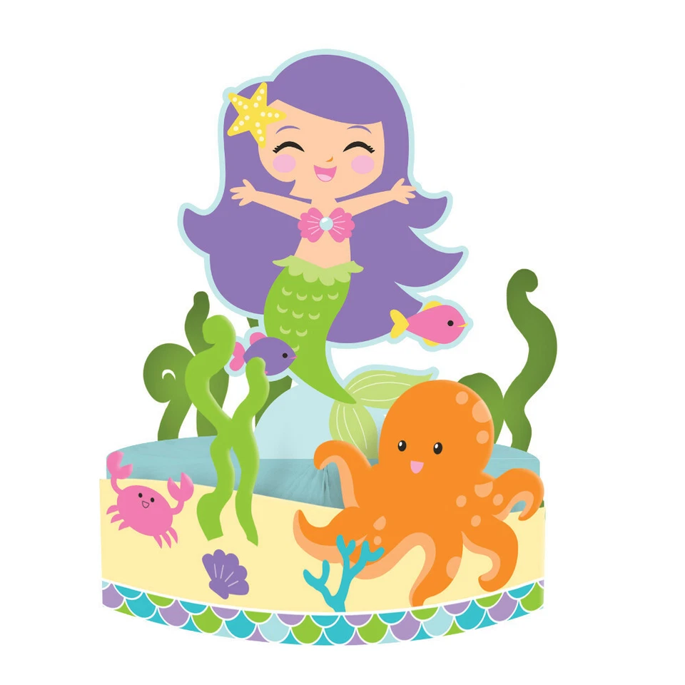Mermaid Friends Under Sea Party Supplies Centerpiece Decorations Tableware - Image 1 of 1