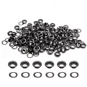 Biaungdo 1/4" Eyelets, Black Grommets Eyelets, Metal Eyelets with Washers for... - Picture 1 of 5