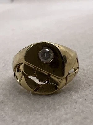 LINDO Anillo SIGNO BEBÉS Estilo Pepita Circonita Blanca Oro Amarillo 14K Sólido 2.6g Talla 2.5 Foto 1 de 4