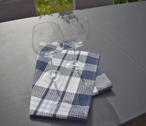 Tea Towel Cotton Jacquard 50x70 CM Blue White Check Waffelpique France - Picture 1 of 6